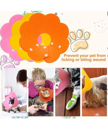 TrelaCo 3-Piece Adjustable Cat Recovery Collar - Sunflower Design for Cats, Kittens, Puppies, and Rabbits - Prevent Biting and Scratching - Medium Size - Buy Online on GoSupps.com