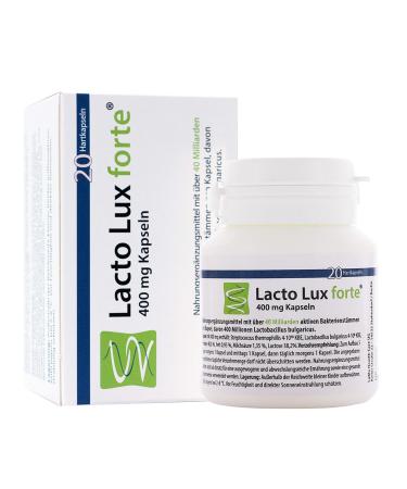 Lacto Lux Forte Lactobacillus Bulgaricus Cultures 20 capsules intestinal renovation with lactic acid bacteria 40 billion KBE per daily dose maintenance of the immune defense 20 pieces (1 Pack)