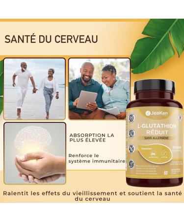 JeaKen - L-Glutathione Reduced - Detoxification Support - Free Radical Neutralizer with Anti-Aging Effects - Improves Uneven Skin Tone - Allergen-Free & Bioavailable - 60 Vegan Capsules - Buy Online on GoSupps.com