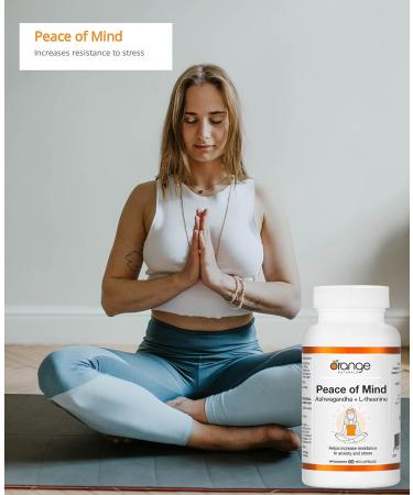 Orange Naturals - Peace of Mind - Ashwagandha and L-theanine 60 Caps - Ashwagandha KSM 66 L-Theanine - Stress and Anxiety Supplement - KSM 66 Ashwagandha Capsules 300mg and L Theanine 100mg - Buy Online on GoSupps.com