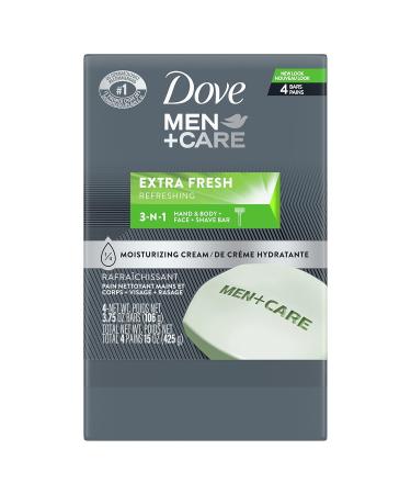 Dove Men+Care Body & Face Bar Extra Fresh Moisturizing Bacteria-Fighting Soap | 4 Bars 3.75 oz | International Shipping - Buy Online on GoSupps.com