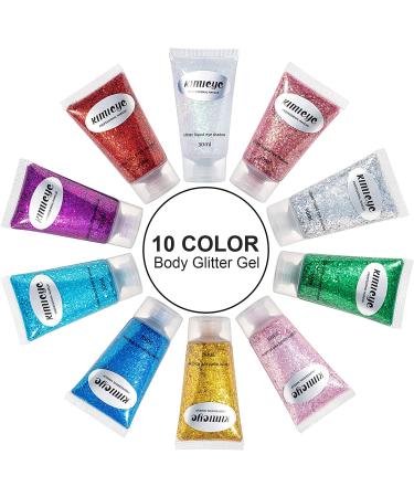 Mermaid Sequins Face Glitter Gel Set - 2PCS Gold Body Glitter Makeup for Hair, Face, Nails, Eyes - Waterproof and Long Lasting - 10 Colors Available - Buy Online on GoSupps.com