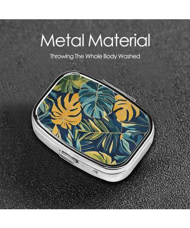 Tropical Leaves Pill Box | Portable Square Travel Case for Purse | 2.2x1.6in | Stylish & Functional - Buy Online on GoSupps.com