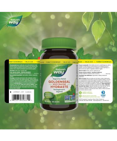 Nature's Way Goldenseal Root Relieve digestive upset - Aid Digestion Mild Laxative - Non-GMO - 100 Vegetarian Capsules Value Size Natural 100 count (Pack of 1) - Buy Online on GoSupps.com