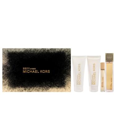 Michael Kors Sexy Amber for Women - 4 Pc Gift Set 3.4oz EDP Spray 0.33oz EDP Spray 3.4oz Body Lotion 3.4oz Shower Gel 10.53 Fl Oz (Pack of 1)