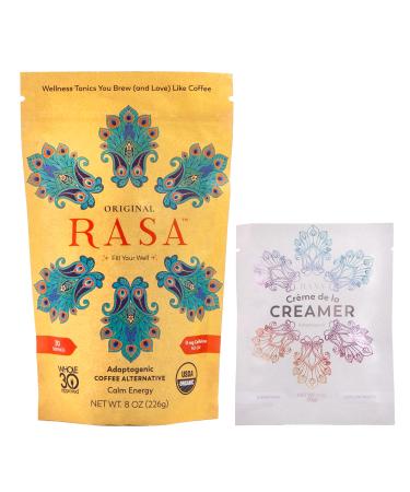 RASA Original Adaptogenic Coffee Alternative & Cr me de la Creamer Bundle | Ayurveda Mushroom Wellness Tonic & Adaptogen Powdered Non-Dairy Creamer with MCT Oil Vegan, Whole 30, Keto (30 Servings) Original + Creamer (30 S
