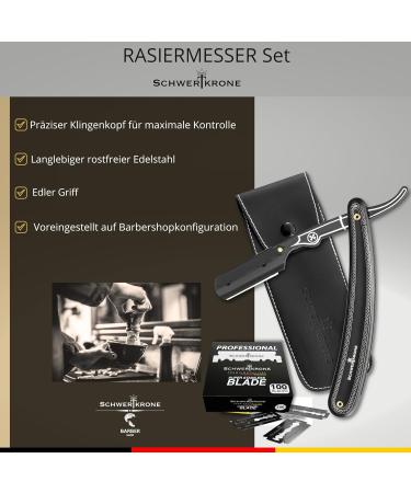 Schwertkrone Black Premium Stainless Steel Razor with 100 Derby Blades & Case - International Shipping Available - Buy Online on GoSupps.com