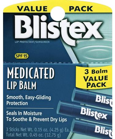Medicated Lip Balm SPF 15 - 6 Pack, 0.15 oz Each | Moisturizing Lip Care with Sun Protection - Buy Online on GoSupps.com