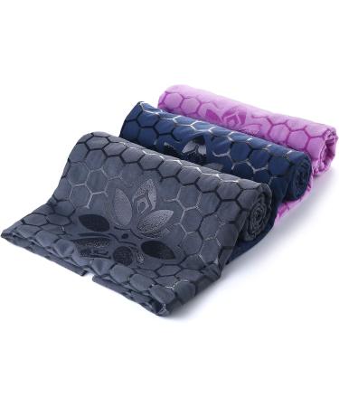 Non-Slip Hot Yoga Towel - Unique Two-Sided Design, Absorbent Microfiber, Dark Blue - Buy Online on GoSupps.com