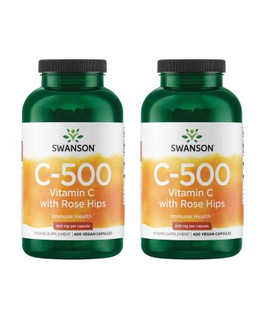 Swanson Vitamin C with Rose Hips 500 Milligrams 400 Capsules (2 Pack)
