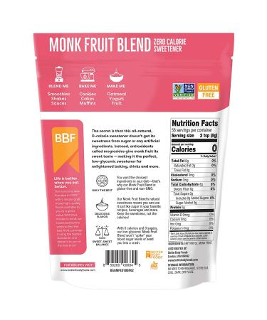 BetterBody Foods Monk Fruit Sweetener Blend | Zero Calorie Raw Cane Sugar Substitute for Keto Diet | 1lb Bag - Buy Online on GoSupps.com