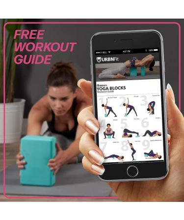 URBNFit Yoga Blocks 2 Pack - Foam Block Set with Strap for Yoga, Pilates, Meditation - High Density Non Slip Brick for Stability and Stretching - Teal - Buy Online on GoSupps.com