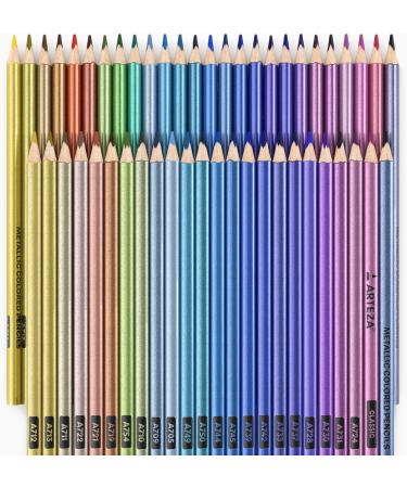 ARTEZA Metallic Colored Pencils - Set of 50 Triangular Grip Drawing Pencils - Buy Online on GoSupps.com