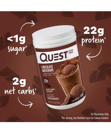 Quest Nutrition Vanilla Milkshake Protein Powder 24g of Protein 1g of Sugar 1.6 Pound 23 Servings & Chocolate Milkshake Protein Powder 22g Protein 2g Net Carbs 1g Sugar Low Carb - Buy Online on GoSupps.com