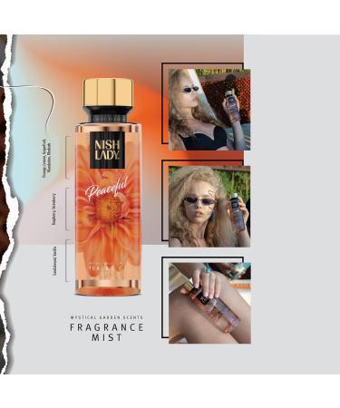 NishLady Fragrance Mist PEACEFUL 260 ml | VEGAN | CRUELTY FREE | Long Lasting Scent | Moisturising Body Mist - Buy Online on GoSupps.com