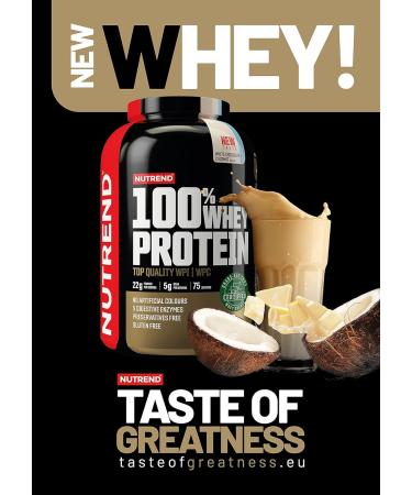 Nutrend 100% Whey Protein Powder - Muscle Building & Recovery with Glutamine & Amino Acids 1000g White Chocolate Coconut - International Shipping Available - Buy Online on GoSupps.com