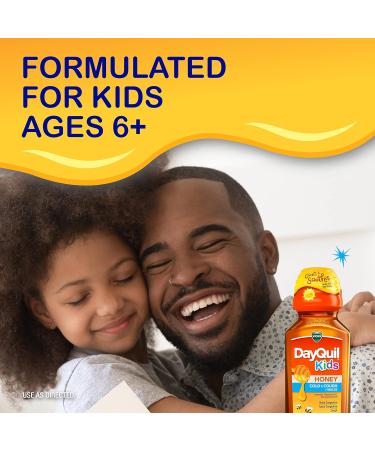 Vicks DayQuil Kids Cold and Cough + Mucus Relief with Real Honey 8oz - Ages 6+, Great Taste - Buy Online on GoSupps.com