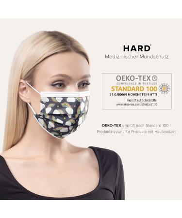 50 Disposable Face Masks Made in Germany | CE Certified, Type IIR | Dark Rainbow | Breathable Triple Layer | 99.78% Filtration - Elastic Earloops - Buy Online on GoSupps.com