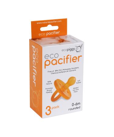 Ecopiggy Ecopacifier Natural Pacifier Rounded (3 Pack) 0-6 Months - Buy Online on GoSupps.com