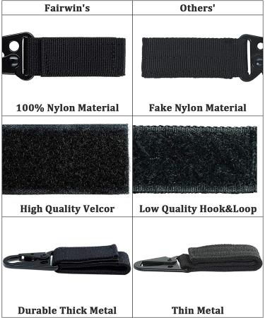 FAIRWIN Tactical Gear Clip  Nylon Key Ring Holder or Tactical Belt Keepers Military Utility HangerÂ Carabiner Tactical Molle Hook  Black  Tan  Green Black-2 - Buy Online on GoSupps.com