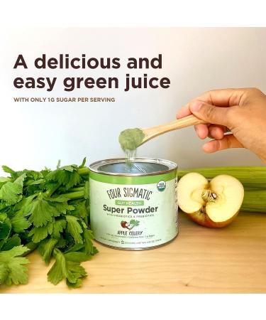 Four Sigmatic Gut Health Super Powder - Organic Green Superfood with Probiotics & Prebiotics | Apple Celery Super Greens Blend | 4.94 oz Drink Mix - Buy Online on GoSupps.com