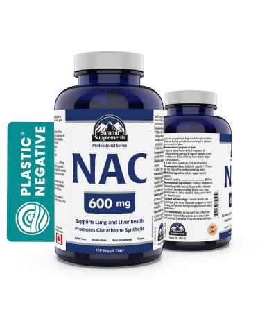 Summit Supplements - NAC Supplement 600mg Nac n-Acetyl cysteine Supports Antioxidant Glutathione Levels Immune System Support Liver and Detox Support - Product of Canada - 150 Capsules