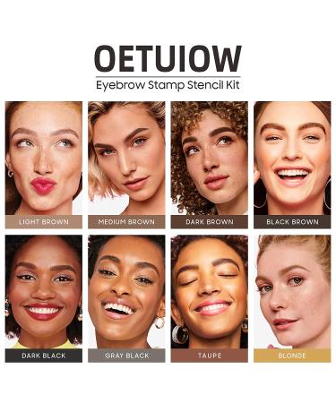Eyebrow Stamp Stencil Kit - 24 Reusable Stencils for Perfect Natural Brows - Long-Lasting, Waterproof Trio Kit in Medium Brown - Buy Online on GoSupps.com