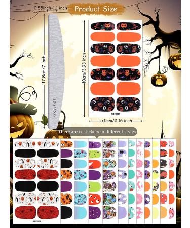 Halloween Nail Wraps - 13 Sheets Pumpkin Bat Ghost Nail Stickers for Women and Girls - Buy Online on GoSupps.com