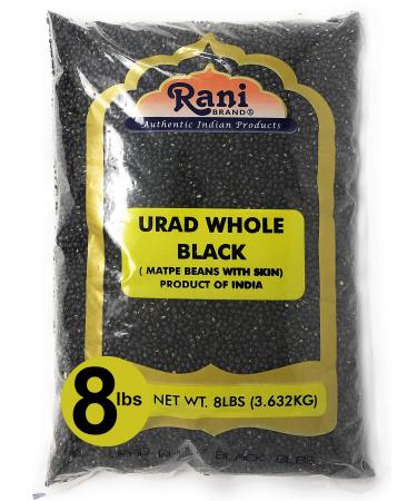 Rani Urid/Urad Whole Black (Matpe Beans with Skin) Indian Lentils 128oz (8lbs) 3.63kg Bulk All Natural | Gluten Friendly | NON-GMO | Kosher | Vegan | Indian Origin