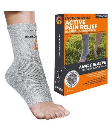 Incrediwear Ankle Sleeve  Ankle Brace for Joint Pain Relief, Sprained Ankle Support, Arthritis, Inflammation Relief, and Circulation, Ankle Support for Women and Men (Grey, Large) Grey Large (Pack of 1)