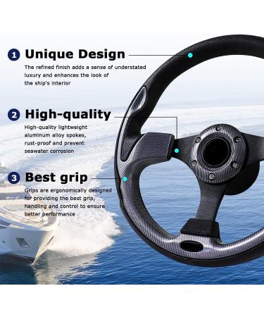 MOTAFAR 12.4" Boat Steering Wheel with 3/4 Tapered Shaft  Anti-Slip PU Carbon Fiber Steering Wheel for Seastar and Verad  etc. for Marine Boats  Vessels  Yacht  Pontoon Boat(5156-Black) 5156-BLACK GRID - Buy Online on GoSupps.com