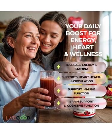 LiveGood Super Reds Organic Superfood Powder with Beetroot and Organic Pomegranate Powder Antioxidant Fruit Blend and Red Beets Supplements for Daily Energy (30 Servings) - Buy Online on GoSupps.com