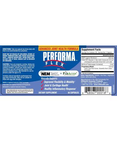 Performa Flex Joint Health Supplement with NEM, Paractin, Bromelain, Boswellia, Devil's Claw Extract for Joint & Cartilage Health - Buy Online on GoSupps.com