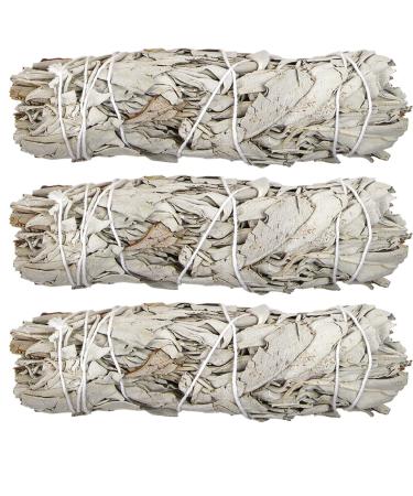 Bulk White Sage Smudge Sticks (3 Pack) | Wholesale Organic Sage Bundles | Burn for Cleansing, Smudging, Removal of Negative Energy from House/Office, Stress Relief | Sustainably Grown, Chemical Free