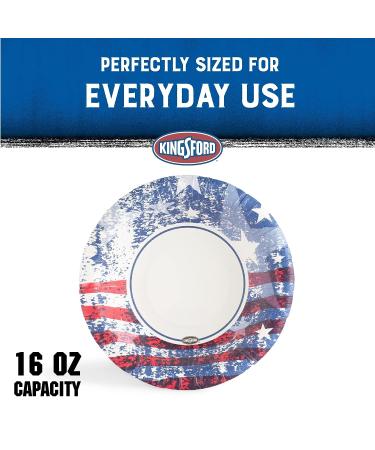 Kingsford Heavy Duty 16 oz Paper Bowls - 40 Count | Microwave Safe Disposable Bowls for Barbecues & Holidays | American Flag Patriotic Design - Buy Online on GoSupps.com