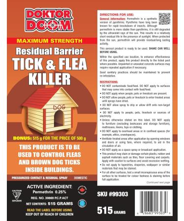 Doktor Doom Maximum Strength Residual Barrier Tick & Flea Killer 515g - Buy Online on GoSupps.com