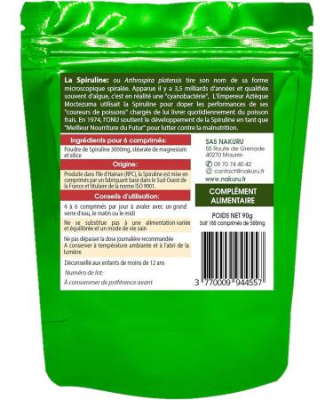 NAKURU | Spirulina | Balance Range | Made in France | Your Natural Harmony! | (180 tablets of 500 mg/Net Weight: 90 g) - Buy Online on GoSupps.com