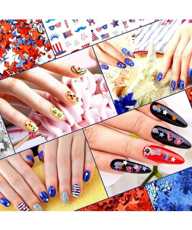 Patriotic Nail Art Set: 4th of July Stickers, Memorial Day Glitter, American Flag Decals - Buy Online on GoSupps.com