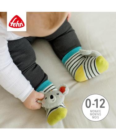 Fehn Baby Koala Socks with Rattles - Promote Motor Skills | Ideal First Baby Socks | International Shipping - Buy Online on GoSupps.com
