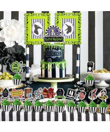 25Pcs Horror Movie Theme Party Cake&Cupcake Toppers Halloween Beattlejuice Party Decoration for Birthday Party Supplies - Buy Online on GoSupps.com