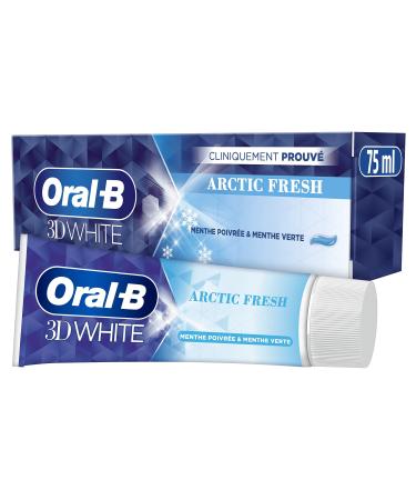 Oral-B 3D White Arctic Fresh Toothpaste Stain Removal for Whiter Teeth from the First Brush, Gentle on Enamel, Peppermint & Spearmint Flavour, 75ml