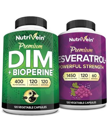 Nutrivein Premium Resveratrol Capsules and DIM Supplement Bundle: High-Absorption Resveratrol Supplement and DIM for Recovery, Balance, and Vitality