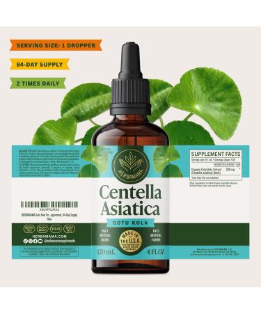 HERBAMAMA Gotu Kola Tincture - Vegan Brain Support with Centella Asiatica Extract Drops for Brain Support - Non-GMO, Alcohol & Sugar-Free Gotu Kola Extract Supplement, 84-Day Supply 4 Fl Oz (Pack of 1) - Buy Online on GoSupps.com