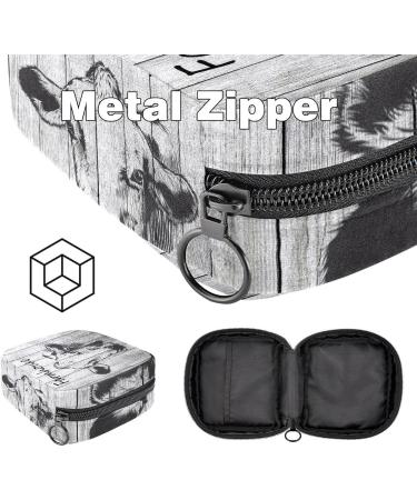 Menstrual Pad Bag with Zipper - Farmhouse Cow Head Tampons & Napkin Pouch for Women & Girls | Eco-Friendly Stylish Storage - Buy Online on GoSupps.com