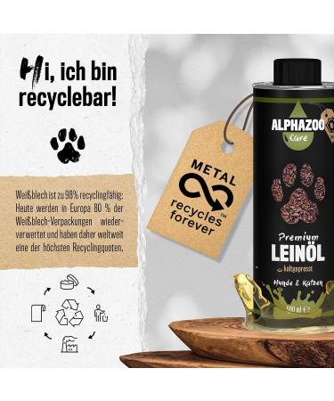 Alphazoo Premium Linseed Oil for Dogs Cats & Rodents - Cold-Pressed Omega-3 & Omega-6 250ml | Fur Care & Digestion - Buy Online on GoSupps.com