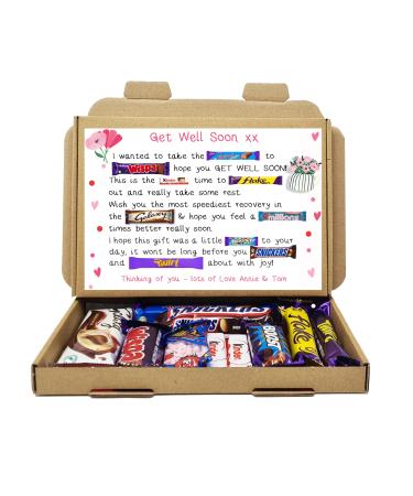 Personalsied Get well soon POEM Chocolate BOX Hug in a box Letterbox gift hamper gift Cheer up Pick me up gift for friend thinking of you - Poem Box - Pink Poem Pink - Buy Online on GoSupps.com