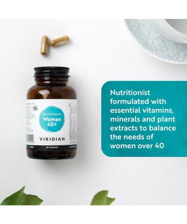 Viridian - Woman 40+ Multivitamin - 60 Veg Capsules | for Women Over 40 | Balanced B Vitamins & Phytonutrients for Energy & Well-Being | Non-GMO No Fillers | Formulated by Nutritionists | Vegan - Buy Online on GoSupps.com