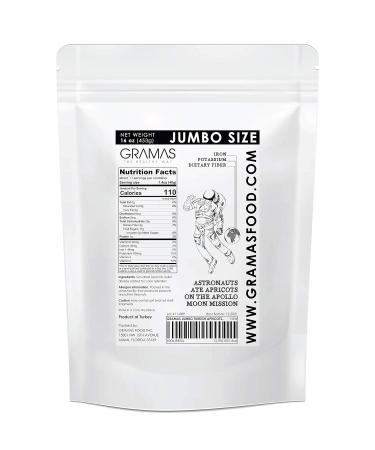 Gramas Jumbo Turkish Apricots - Resealable 1 lb Bag | Vegan, Gluten-Free, Non-GMO, No Added Sugar Healthy Snack - 16 oz (1 lb) - Buy Online on GoSupps.com
