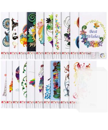 Rancco 20 Pcs Quilling Paper Stencils + 10 Pcs PVC Sheets  A4 Quilling Art Template Paper Filigree Pattern Origami Template  Wall Art Filigree