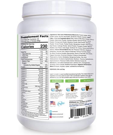 Nutrition 53 LEAN1 Chocolate Protein Powder Meal Replacement Shakes - Lactose & Gluten Free with Green Coffee Bean Extract - 23 Servings (48.7 oz) - Buy Online on GoSupps.com